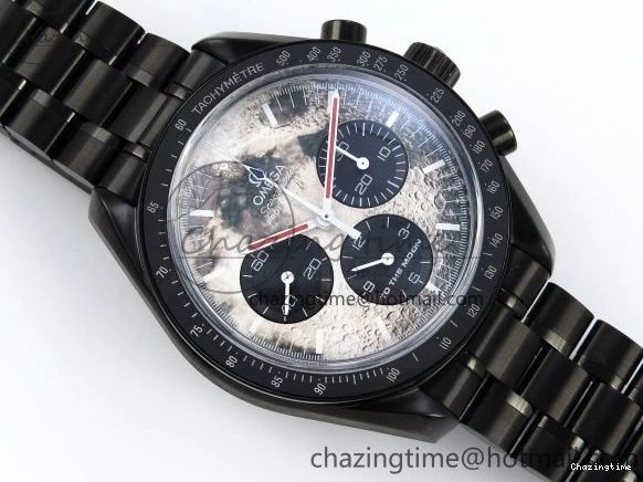 0413 Speedmaster Black Benom PVD Moon RMF Best Edition on PVD Bracelet Lemania HW WrinkleFree 7727